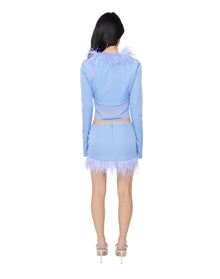 Feather Trim Mini Skirt | Periwinkle