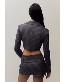 Fei Pinstripe Cropped Blazer | Pinstripe Charcoal
