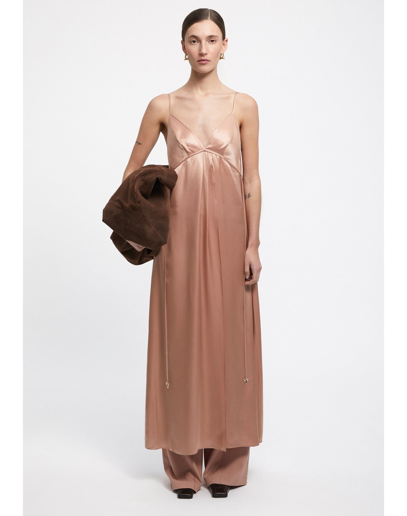 Felicita | Satin A-Line Maxi Dress | Pale Rose