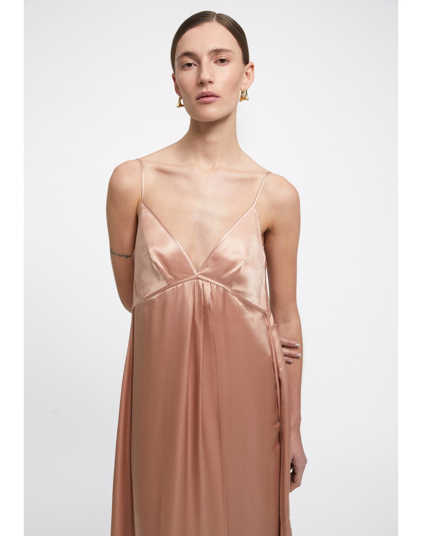 Felicita | Satin A-Line Maxi Dress | Pale Rose