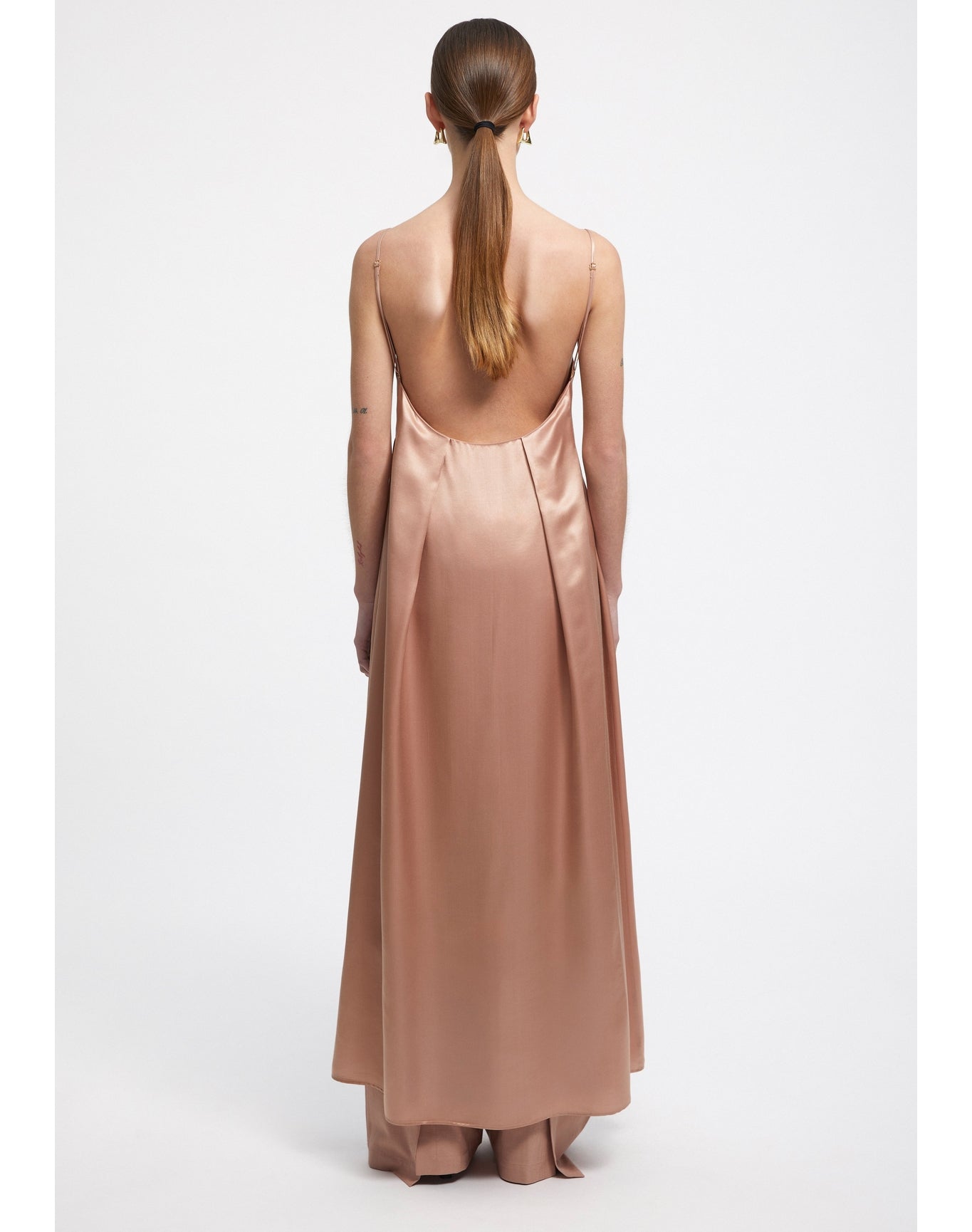 Felicita | Satin A-Line Maxi Dress | Pale Rose
