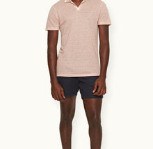 Felix Linen Resort Collar Linen Pique Polo Shirt | Seashell Pink