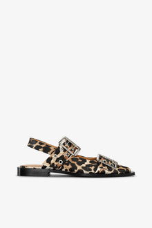 Feminine Buckle Ballerinas in Satin | Leopard