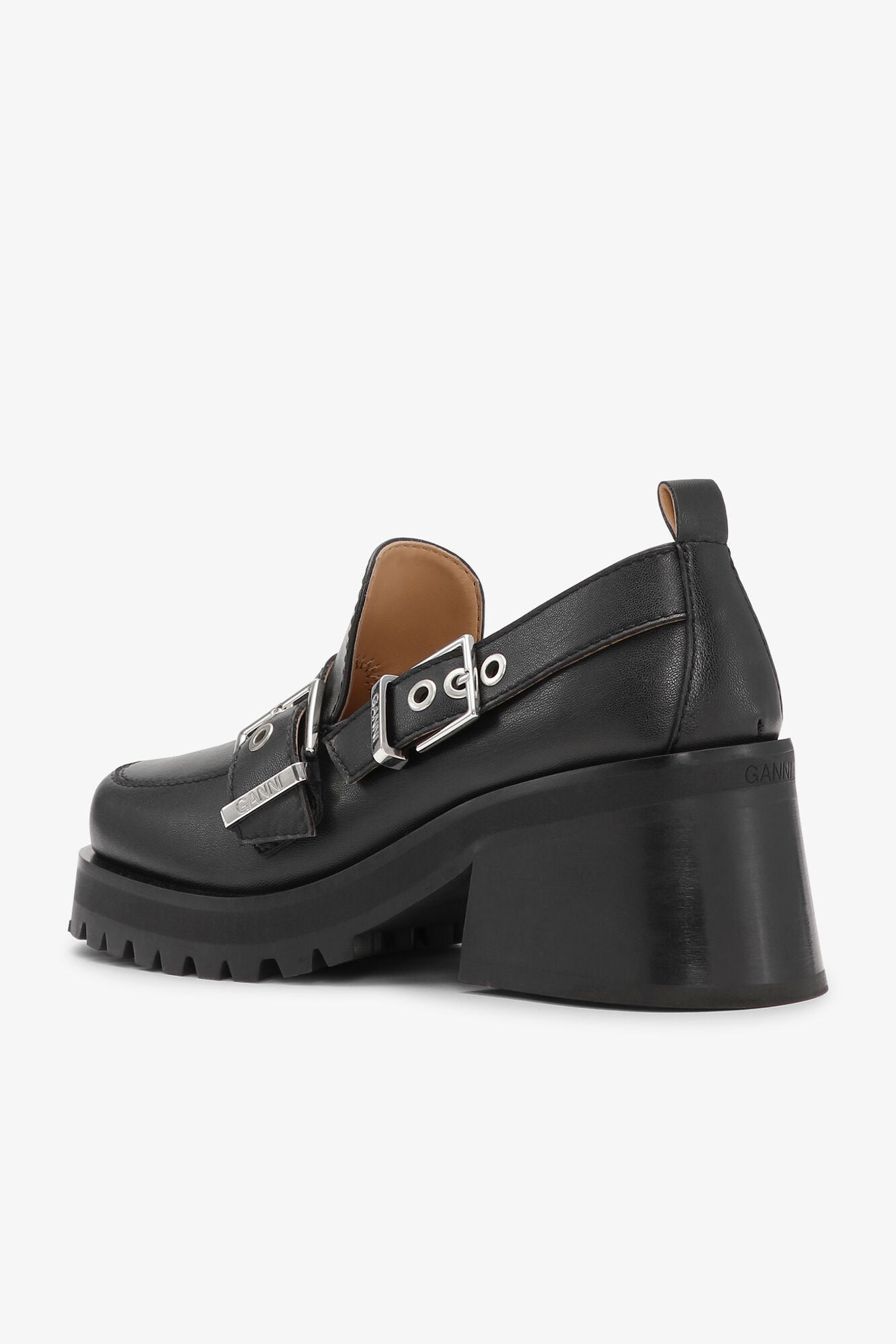 Feminine Buckle Platform Loafers | Black