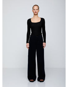 Finesse Eco Stretch | Square Neck Long Sleeve Top | Black