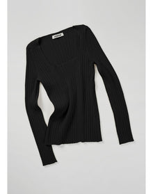 Finesse Eco Stretch | Square Neck Long Sleeve Top | Black
