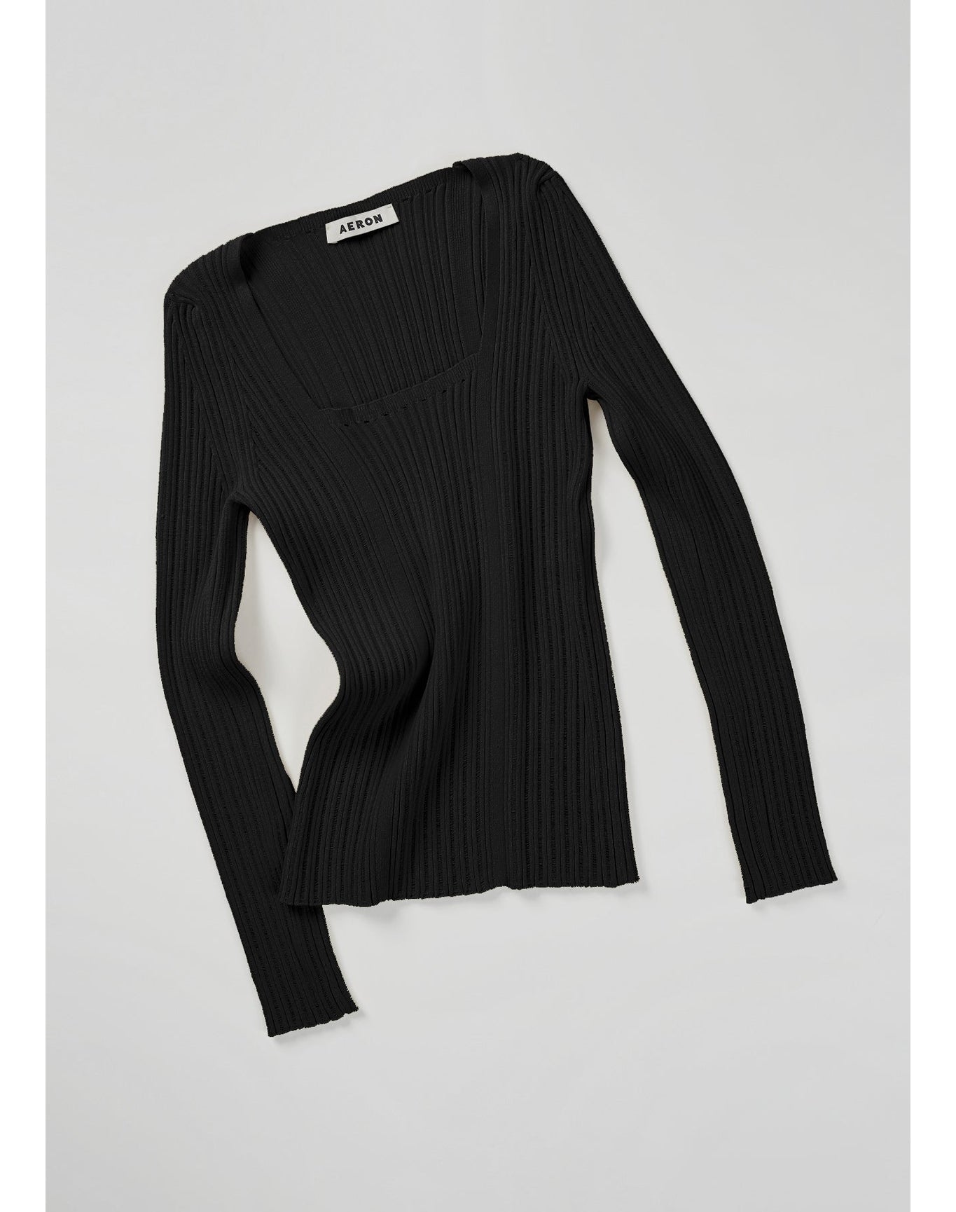 Finesse Eco Stretch | Square Neck Long Sleeve Top | Black