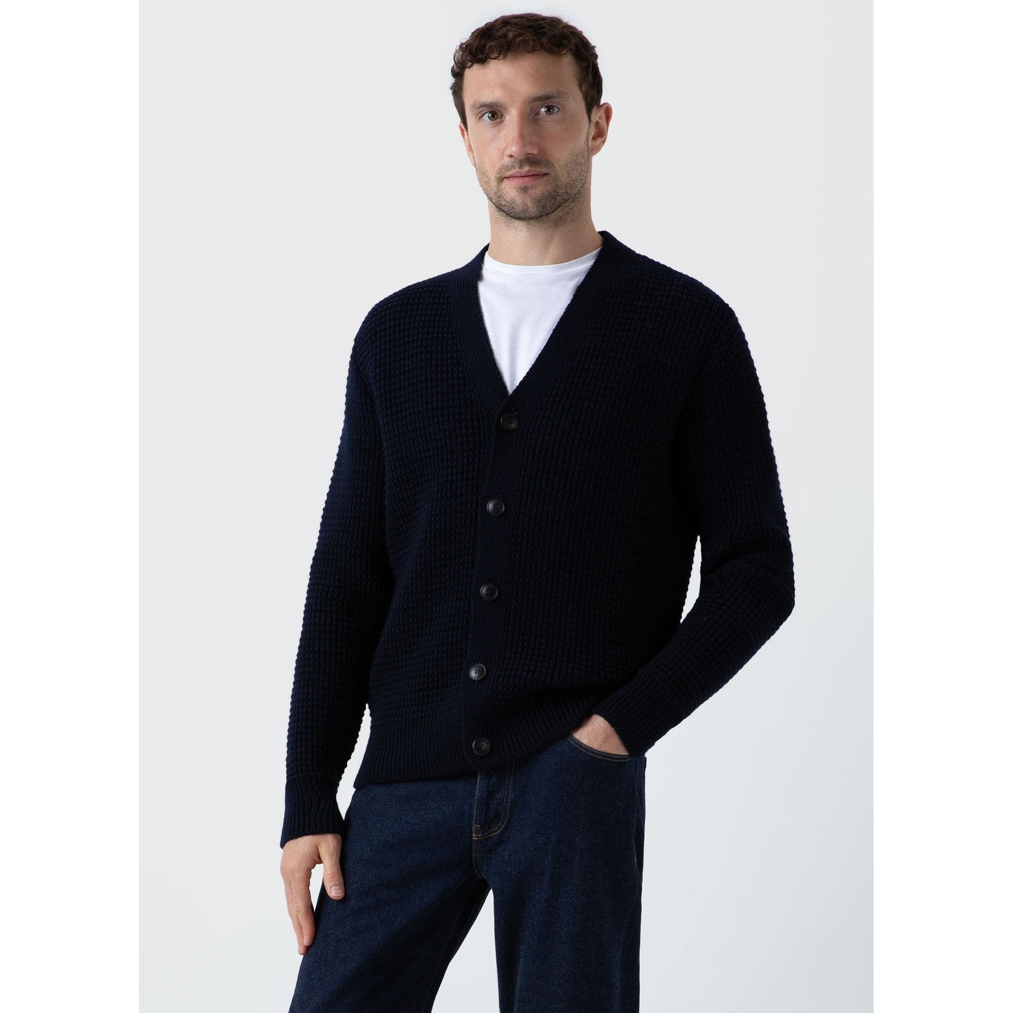 Fisherman Cardigan | Men | Navy