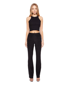 Flared Rib Knit Leggings | Black