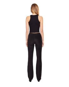 Flared Rib Knit Leggings | Black