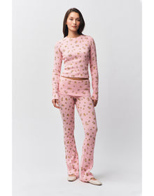 Flared Thermal Pant | Baby Pink Floral