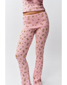 Flared Thermal Pant | Baby Pink Floral