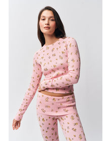 Flared Thermal Pant | Baby Pink Floral