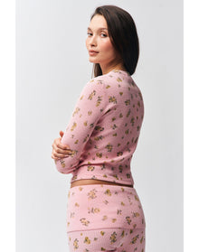 Flared Thermal Pant | Baby Pink Floral