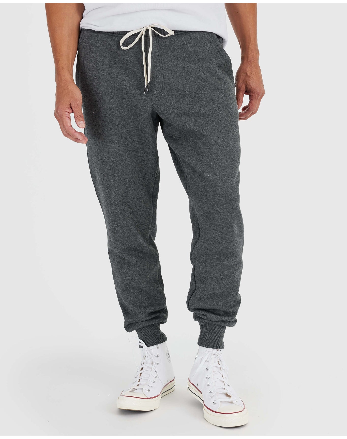 Fleece French Terry Joggers | Charcoal Heather Gray