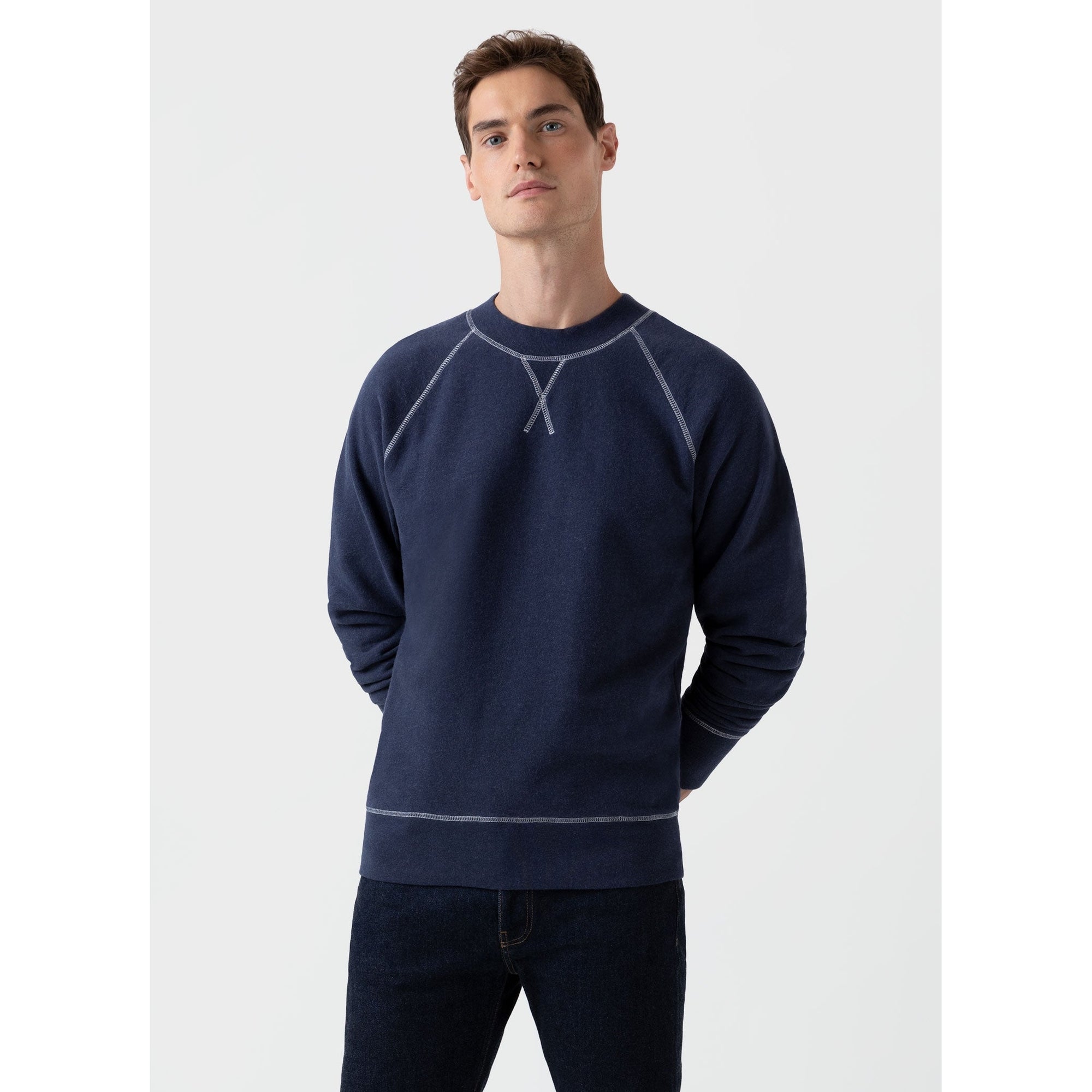 Fleeceback Sweatshirt | Men | Navy Melange