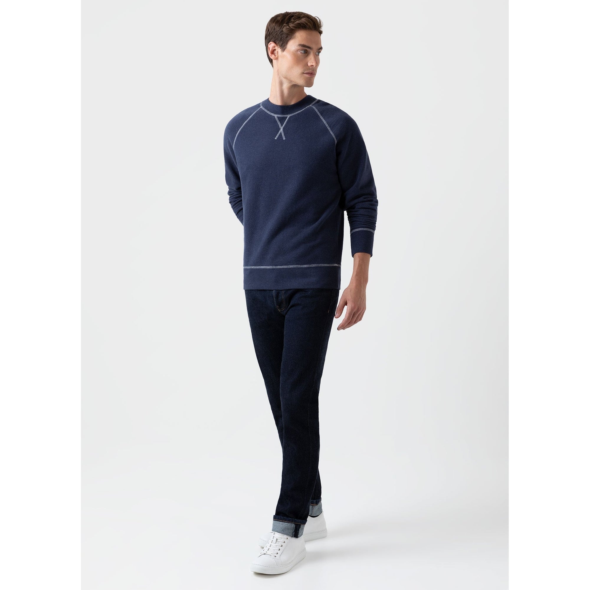 Fleeceback Sweatshirt | Men | Navy Melange