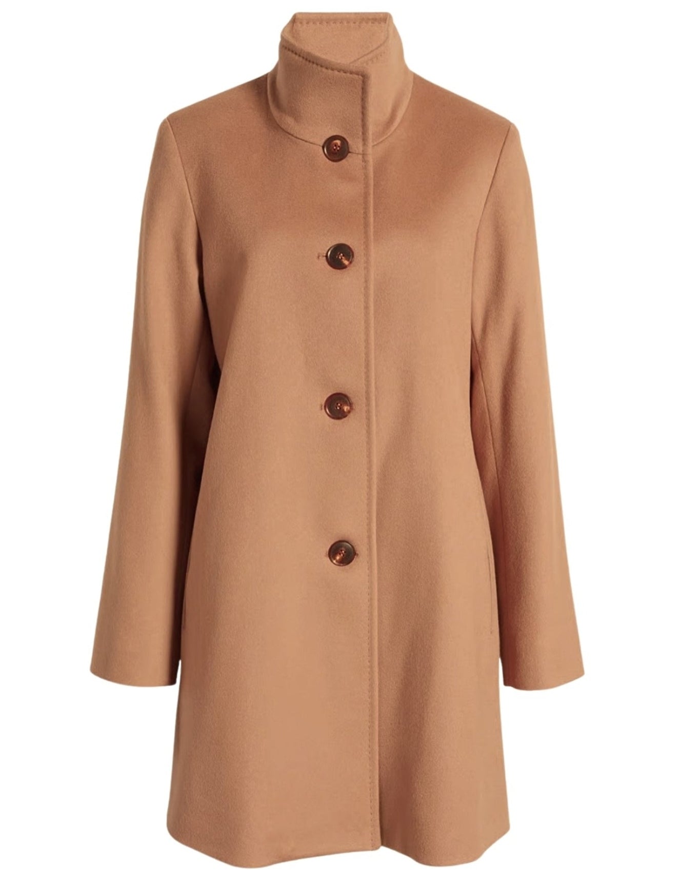Fleurette | Women | Italian 100% Wool Stand Collar Car Coat | Vicuna
