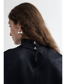 Flora | Satin Sleeveless Turtleneck | Black (V1)