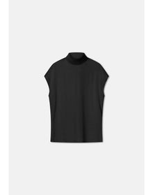 Flora | Satin Sleeveless Turtleneck | Black (V2)