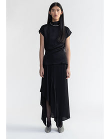 Flora | Satin Sleeveless Turtleneck | Black (V2)