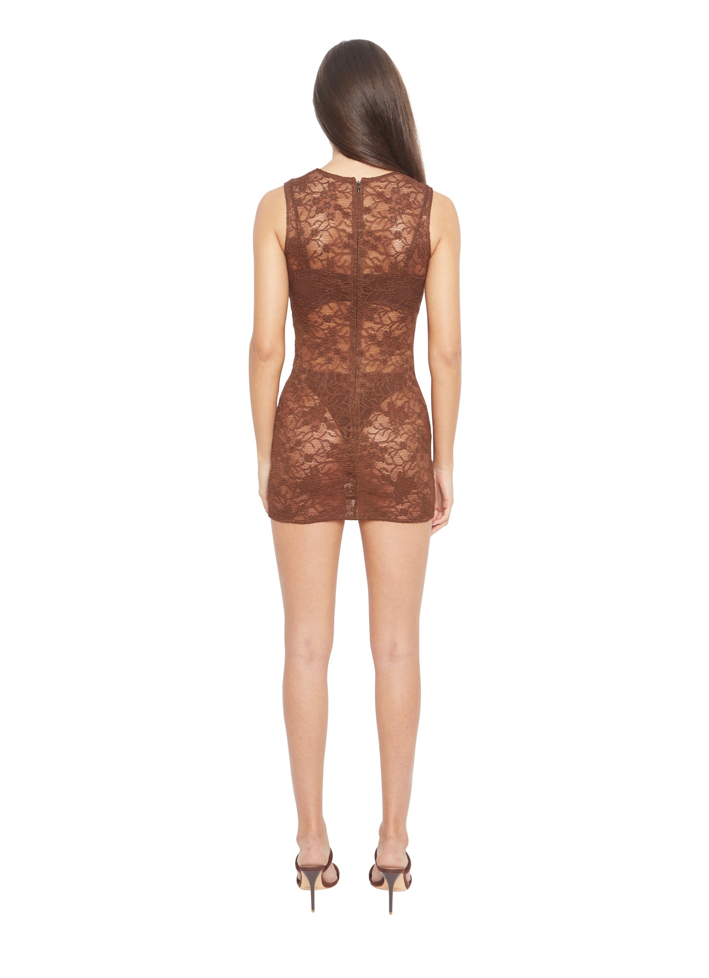 Womens | Floral Lace Dress | Brown