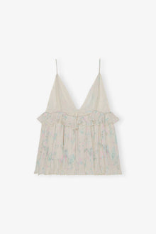 Floral Printed Pleated Georgette Strap Top | Tofu