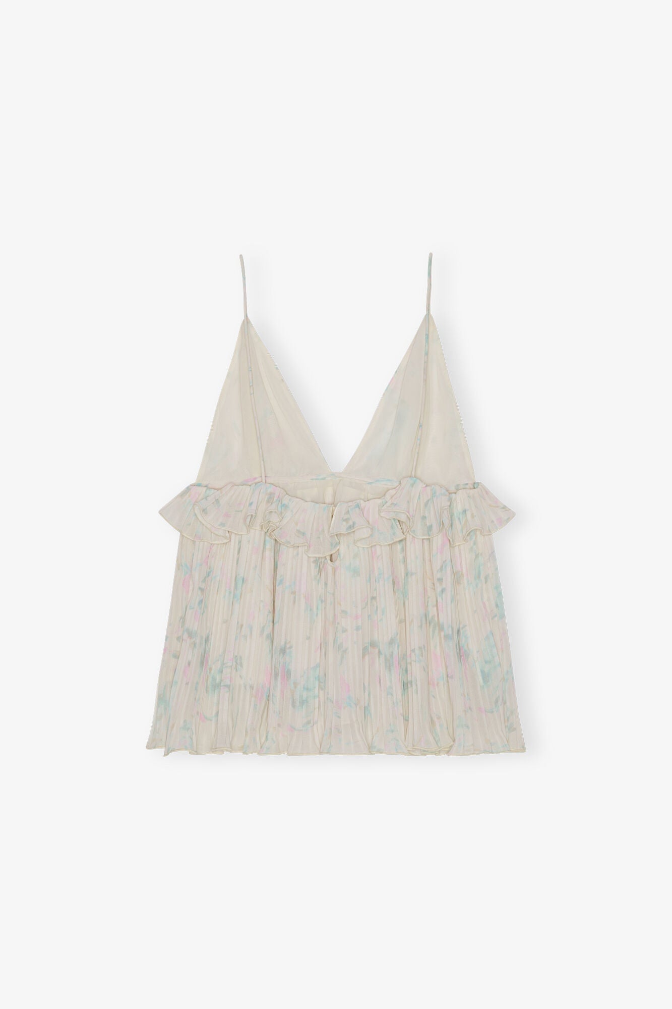 Floral Printed Pleated Georgette Strap Top | Tofu