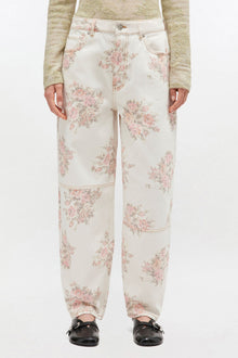 Floral Printed Stary Jeans | Egret