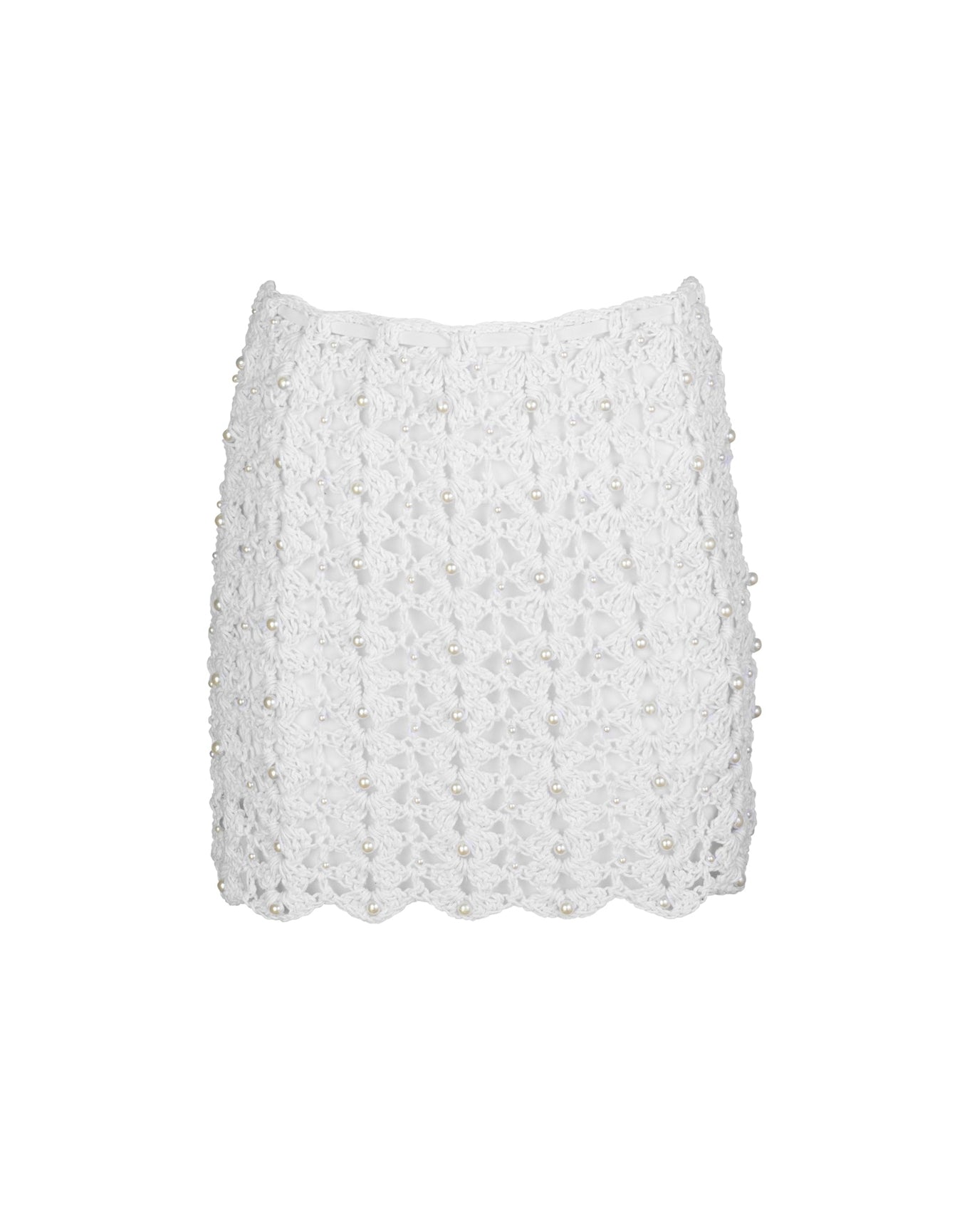 Florence Gold Crochet Skirt | White