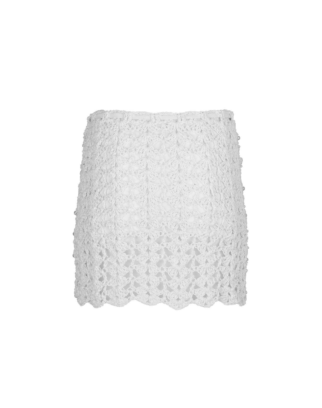 Florence Gold Crochet Skirt | White