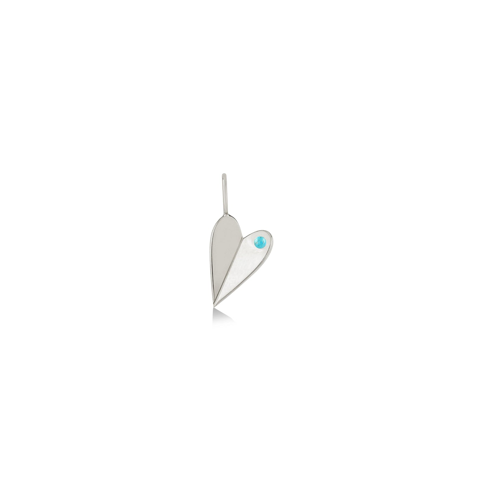 Folded Heart Charm with December's Birthstone: Turquoise