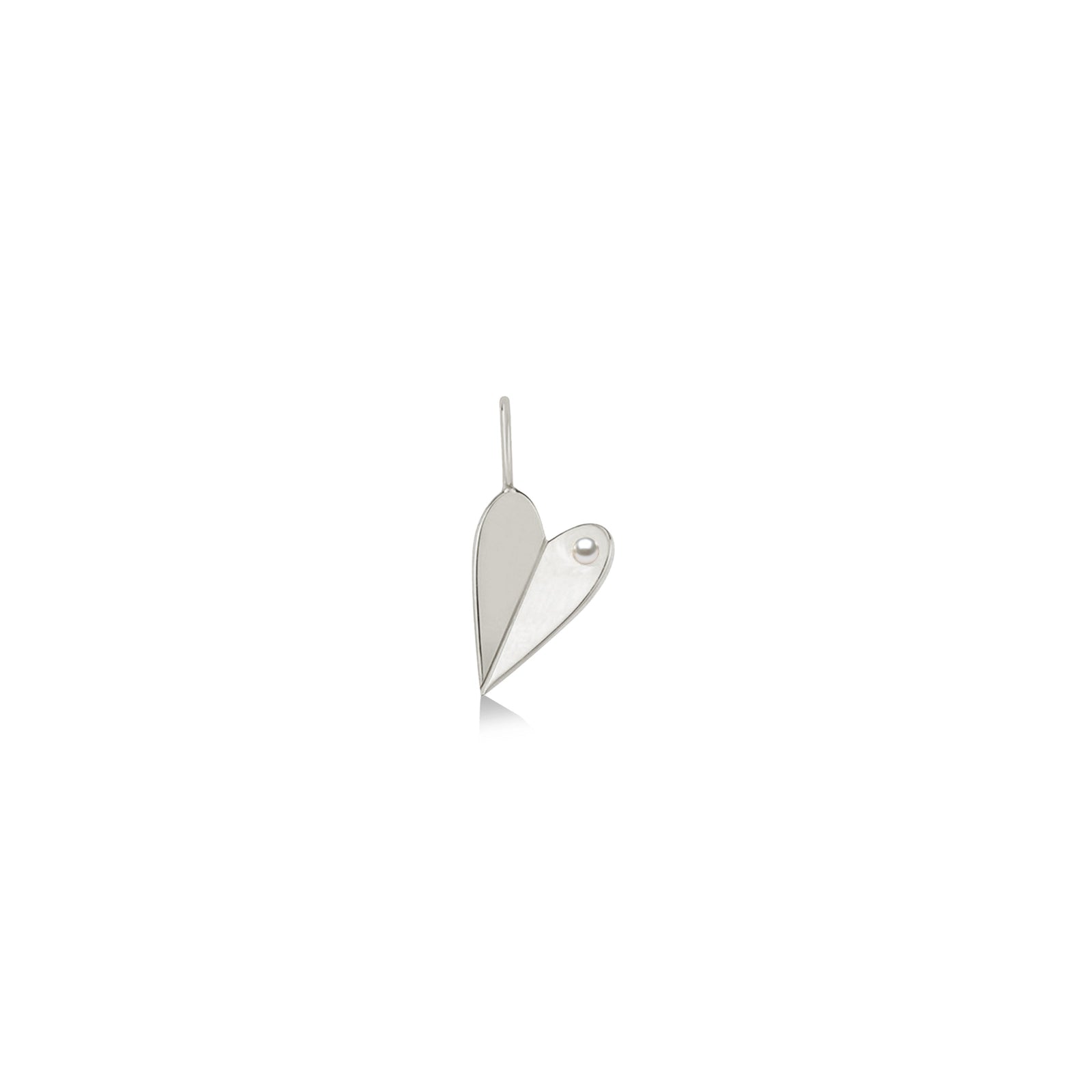 Folded Heart Charm with June's Birthstone: Pearl