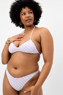 Boardwalk Checkered String Bikini Top Purple Check