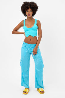 Chilli Satin Cargo Pant Aquamarine