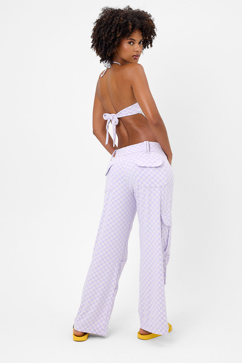 Chilli Checkered Cargo Pant | Purple Check