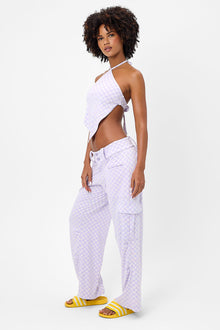 chilli purple checker print cargo pant