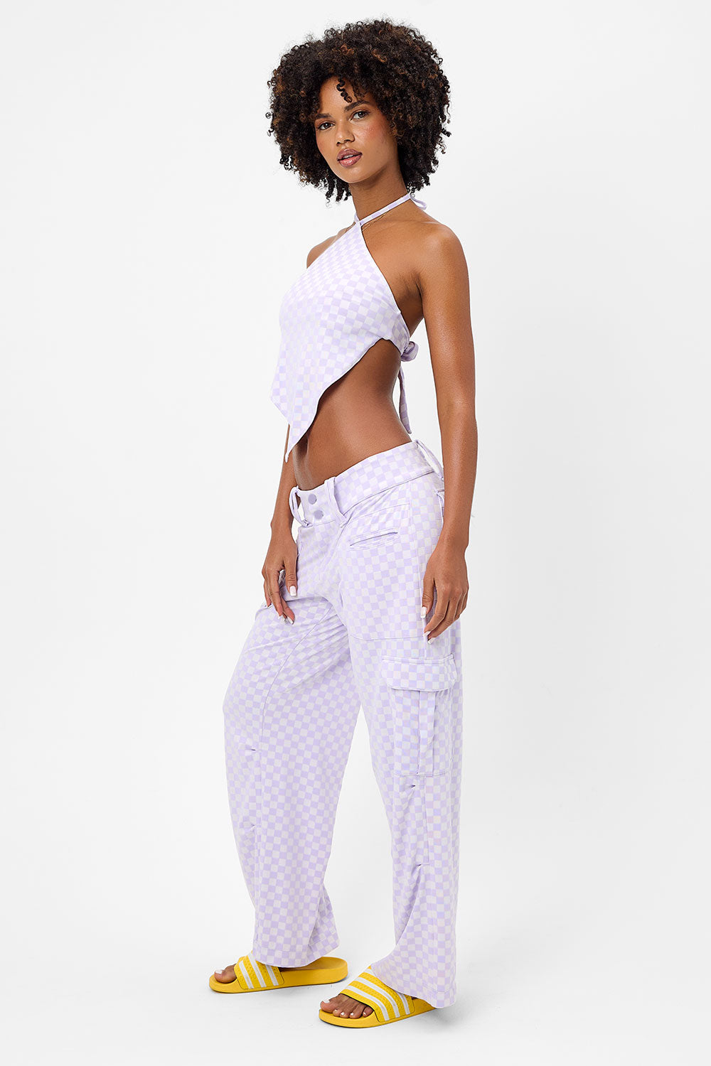 Chilli Checkered Cargo Pant | Purple Check
