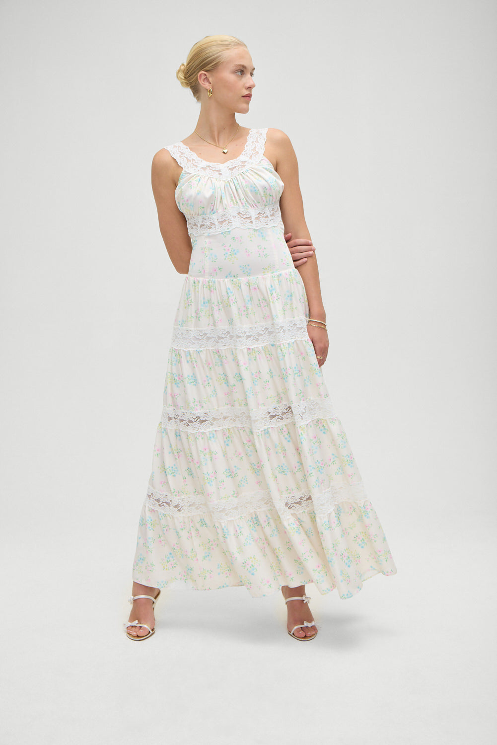 Dakota Floral Satin Maxi Dress | French Riviera