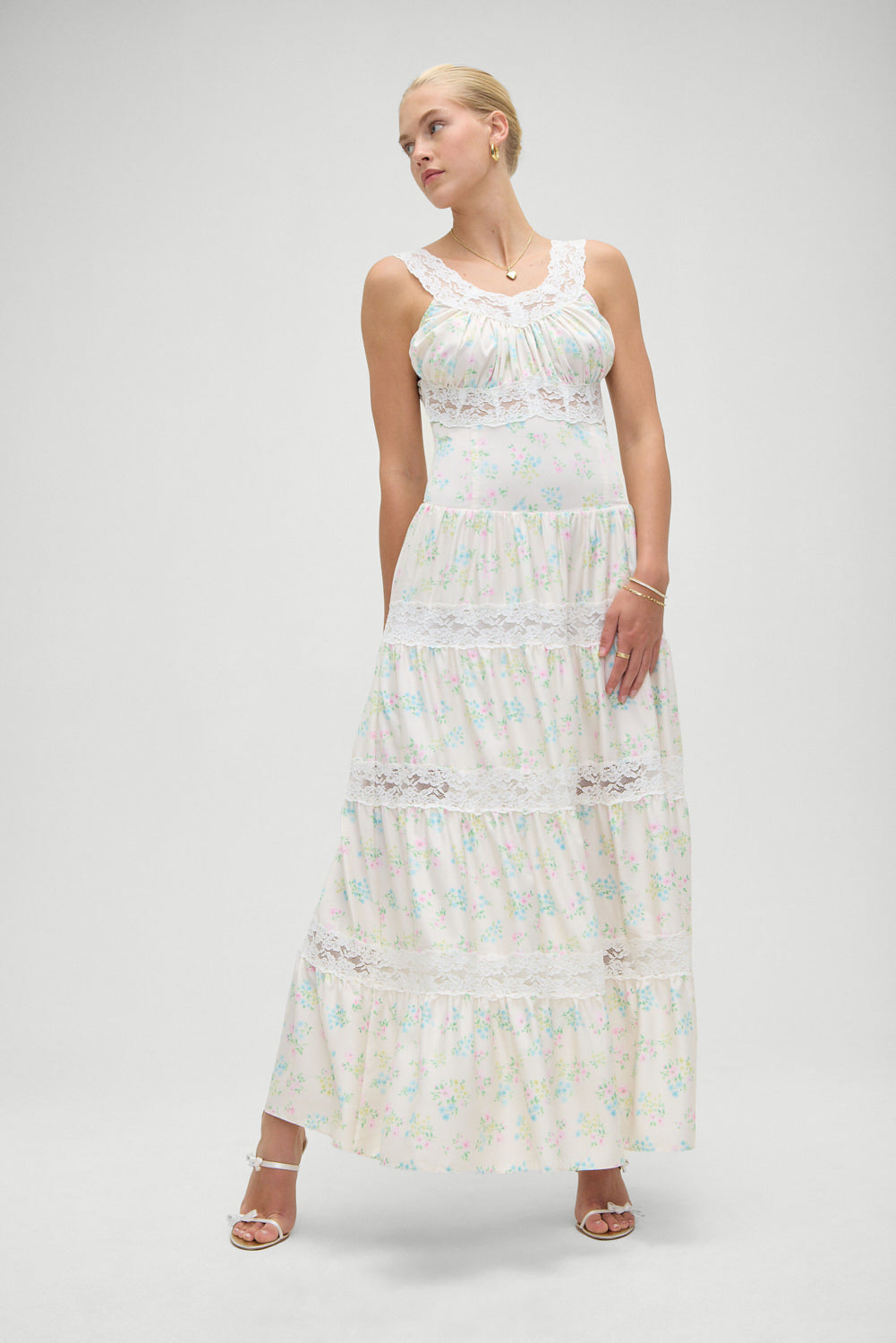 Dakota Floral Satin Maxi Dress | French Riviera