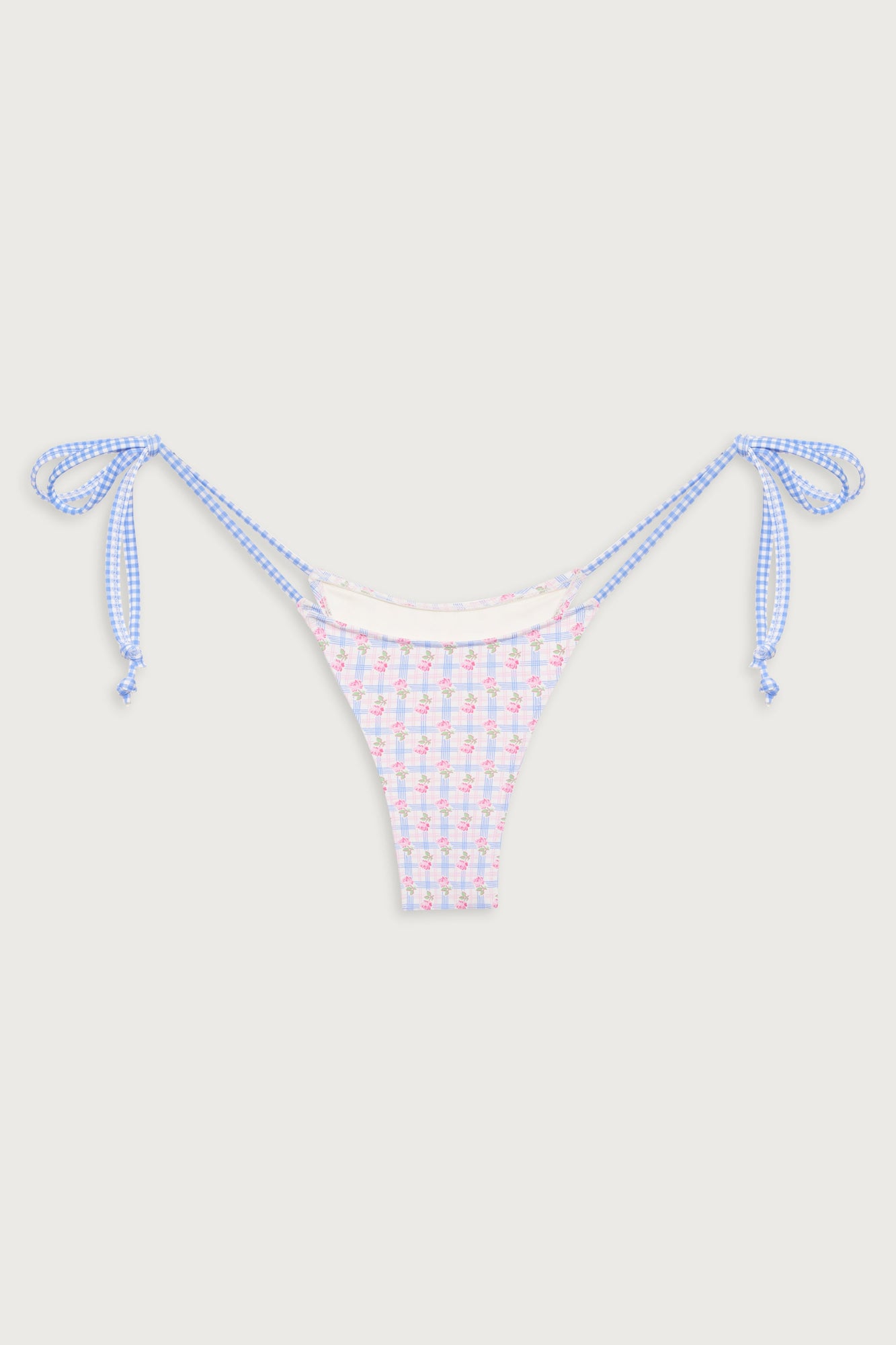Divine plaid skimpy bikini bottom rose picnic pink and blue