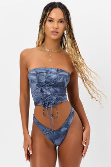 Enzo Cheeky Bikini Bottom Blue Jean