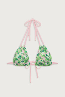 Florabelle plaid triangle bikini top baby daisy