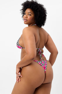 Harmony Shine Thong Bikini Bottom Black Morrison Hibiscus XL