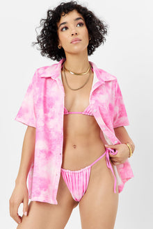 Hunter Terry Button Up Shirt Distorted Pink Dye
