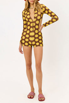 Holden Golden Terry Long Sleeve Button Up Romper