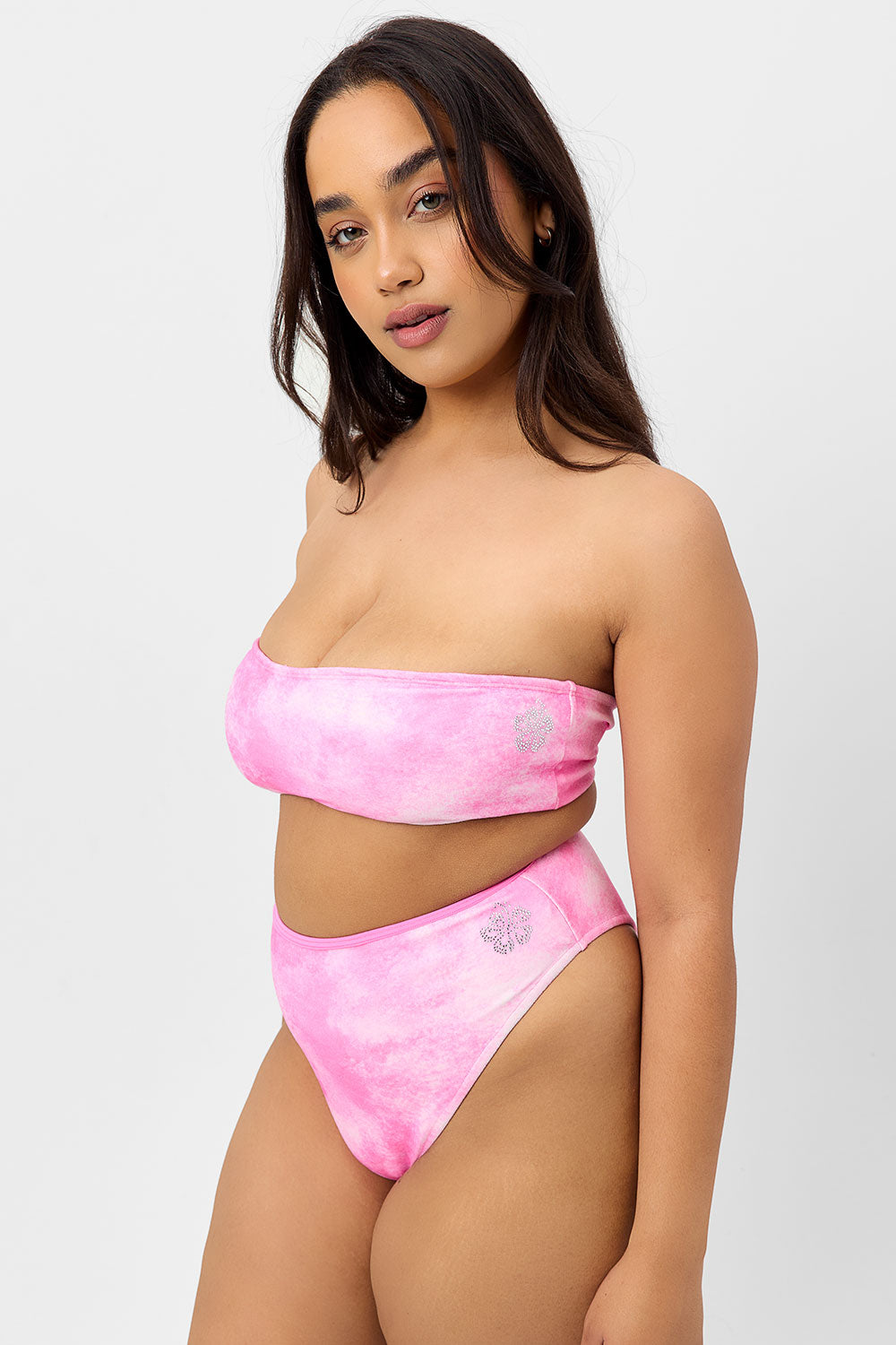 Jean Terry Bandeau Bikini Top Distorted Pink Dye Extended