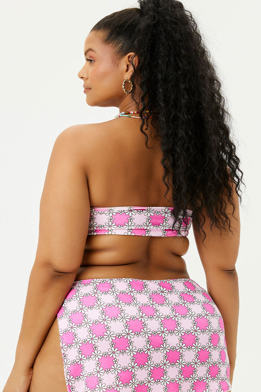 Jeanette Terry Pink Daisy Strapless Bikini Top Extended