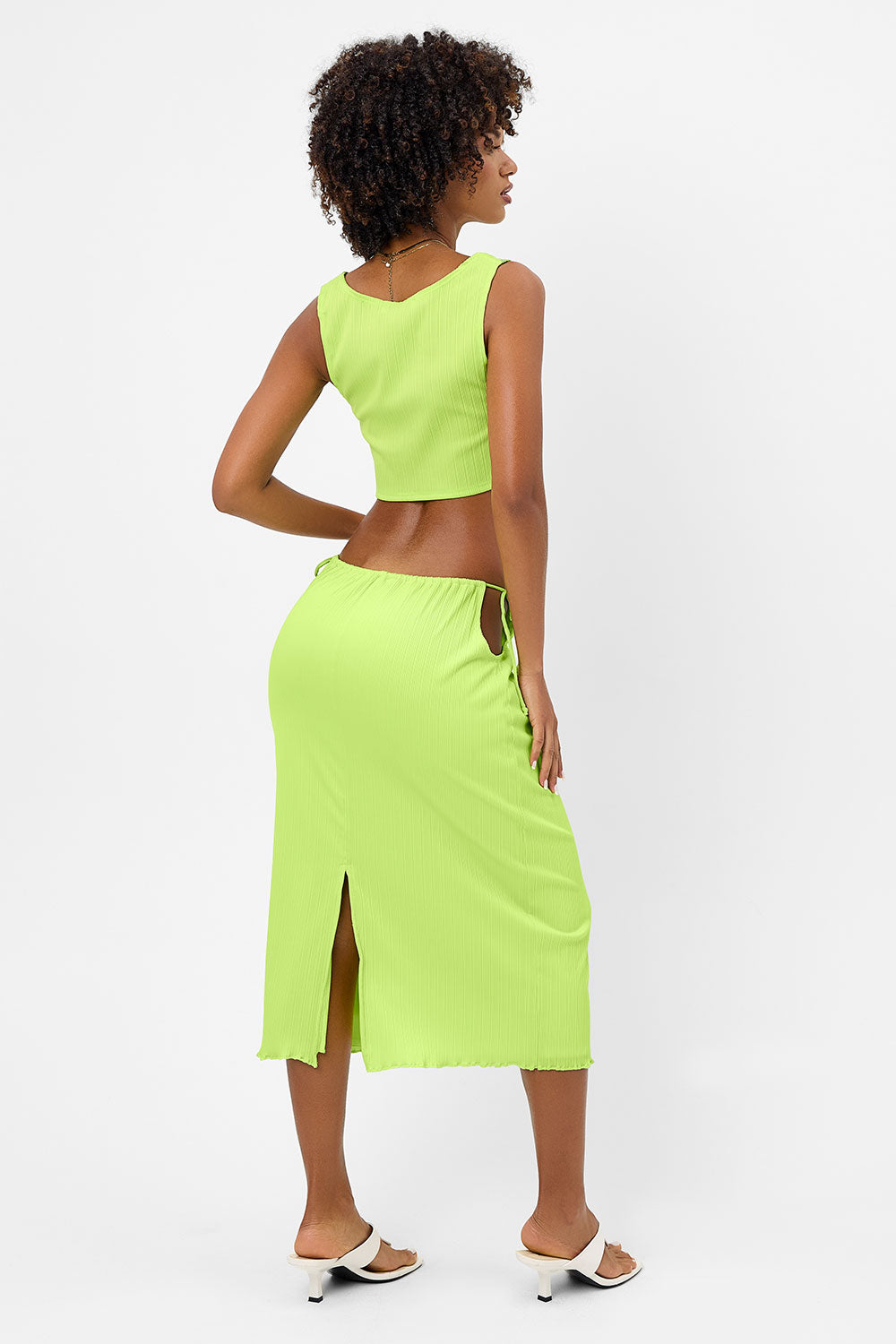 Jenny Plisse Midi Skirt | Kiwi