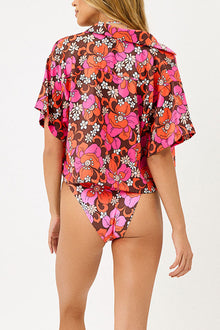 Koa Satin Cover Up Shirt Tropics